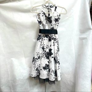 H&R London Swing Dress - Black & White Floral - 12